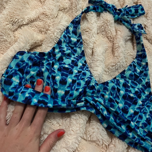 Athleta Blue Patterned Bikini Top Womens 34 B/C - Picture 3 of 6